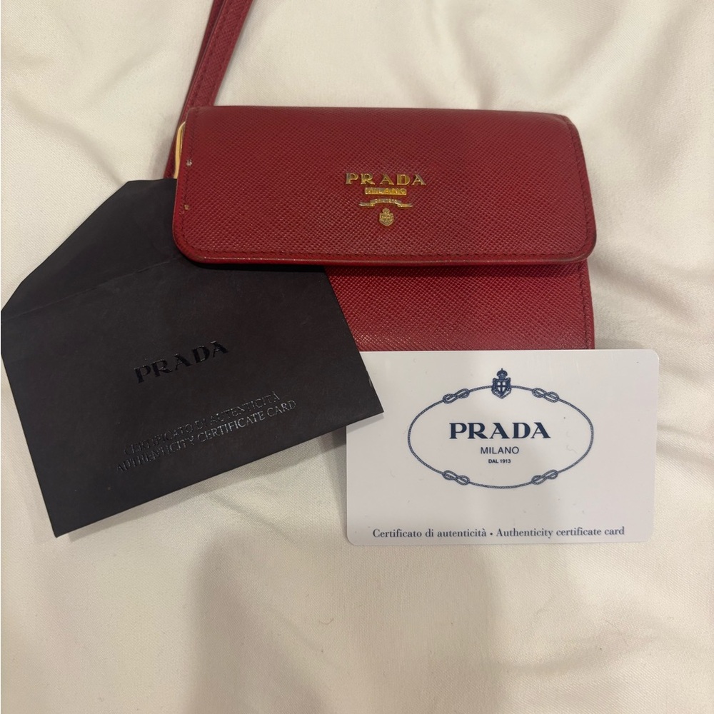 Prada Red Clutch with Gold-Tone Hardware - Picture 5 of 6